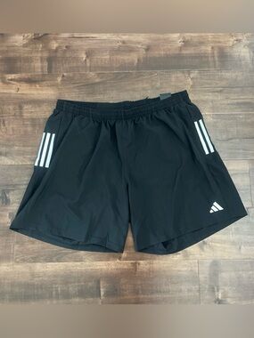 adidas Black Athletic Shorts with White Stripe Detailing